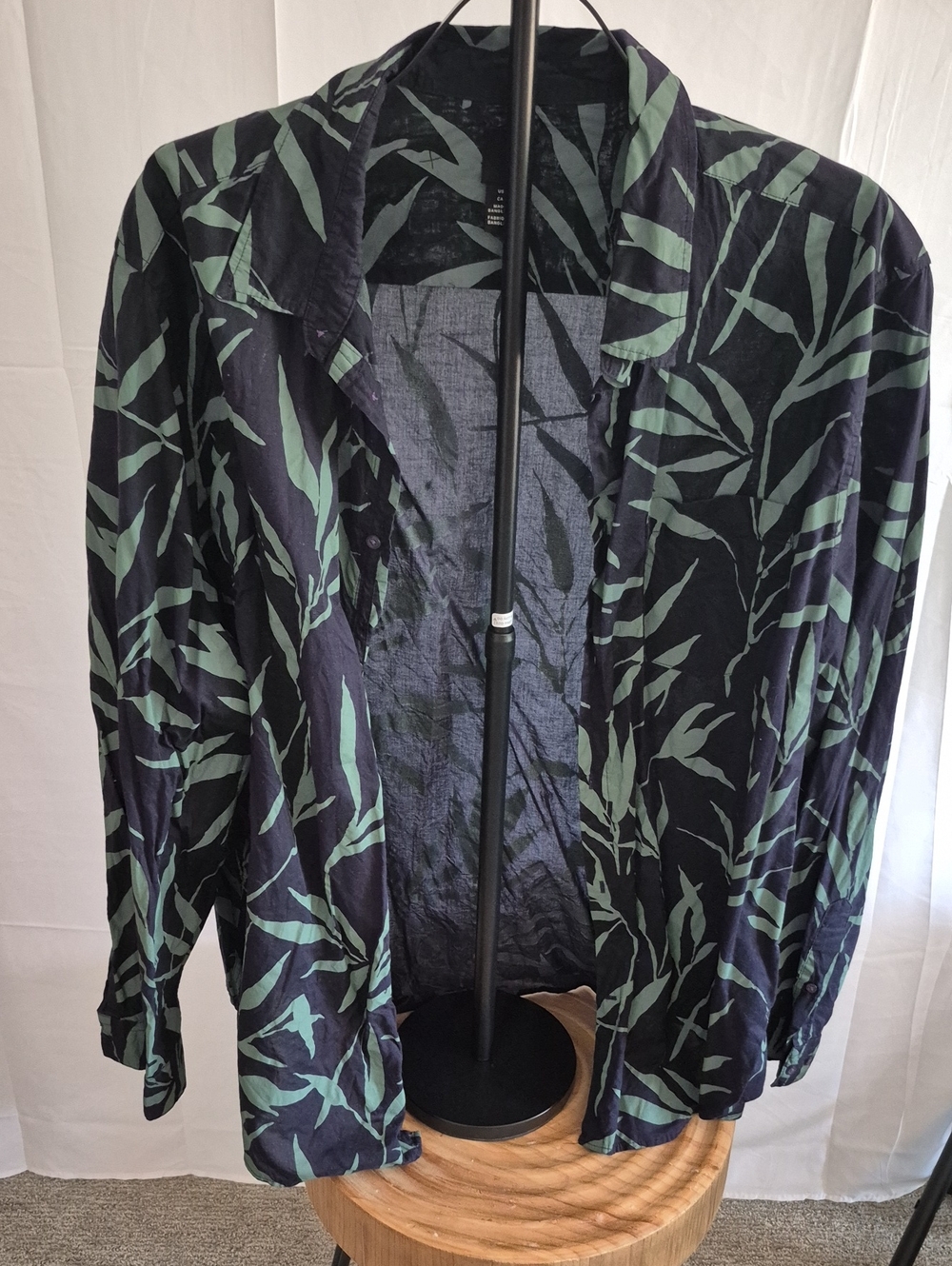 H&M Black Shirt with Sage Green Accents